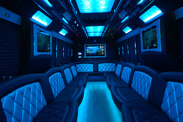 Color-changing LED lights on party bus