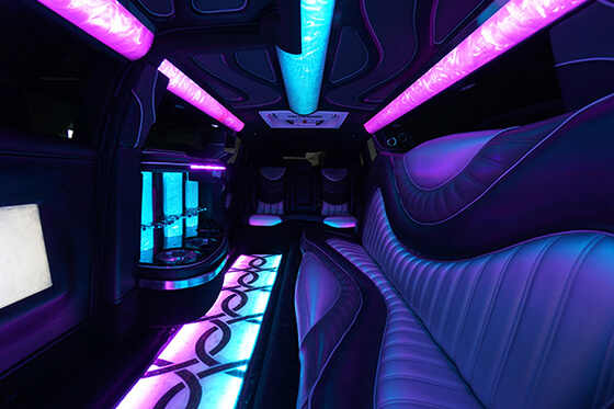 Plush seating on limo